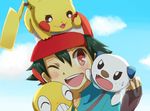  child oshawott pikachu pokemon pokemon_(anime) satoshi_(pokemon) scraggy 