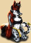  bell black_hair canine collar couple eyes_closed feline female hair holding loincloth male maned_wolf piercing protective snow_leopard snuggle solarmew straight underwear 