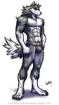  abs bulge canine claws eyes_closed humbuged male muscles solo standing underwear white_background wolf zulf 