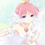  ahiru ballerina bare_shoulders blue_eyes bracelet detached_sleeves dress jewelry kai_aki lowres necklace pink_hair princess_tutu princess_tutu_(character) smile solo 