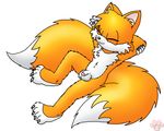  balls canine chest_tuft claws eyes_closed fox kitsune leaning_back male miles_prower mobian multiple_tails penis solo sonic_(series) tail twotails yellow 