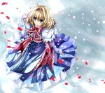  ahoge alice_margatroid bad_id bad_pixiv_id blonde_hair blue_eyes capelet cherry_blossoms dress hairband nanase_nao short_hair snow solo touhou 