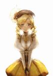  beret blonde_hair bow_(bhp) corset drill_hair fingerless_gloves gloves hands_clasped hat light magical_girl mahou_shoujo_madoka_magica own_hands_together simple_background sketch smile solo tomoe_mami twin_drills twintails v_arms yellow_eyes 