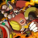  android boss burnin&#039;_noumander burnin'_noumander capcom elephant fire flame_mammoth flamethrower lava lowres megaman_x megaman_x1 molten_rock napo pixel_art robot rockman rockman_x rockman_x1 shoulder_pads weapon 