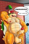  2018 armpit_hair balls belly bowser drake-husky erection humanoid_penis koopa male mario_bros masturbation nintendo nipples penis retracted_foreskin scalie shell shower solo uncut video_games 