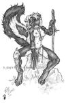  b_dog cleric fantasy female loincloth morning_star skunk solo topless underwear 