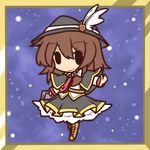  alternate_costume bad_id bad_pixiv_id book boots brown_hair chibi dress fushigi_ebi hat necktie short_hair solo touhou usami_renko 