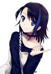  ao_(shuukaku_no_12gatsu) black_hair blue_eyes blue_hair casual choker kiryuu_aoko multicolored_hair shuukaku_no_12gatsu smile solo two-tone_hair 