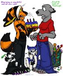  2005 bandage birthday blood cake canine dialogue female heterochromia kaku kakumatsurou lemur male pants playdough pouch shirt tail wolf zeriara_(character) 