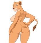  anthro anthrofied big_breasts breasts butt disney feline female kizaruya lion looking_at_viewer looking_back mammal nala nude plain_background side_boob solo standing the_lion_king voluptuous white_background 