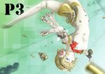  aegis_(persona) android blonde_hair blue_eyes bullet persona persona_3 persona_3_portable s040784 short_hair solo upside-down 