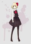  aoyagi_neko bad_id bad_pixiv_id black_legwear blonde_hair blush bob_cut brown_eyes hair_ribbon highres pantyhose ribbon rumia short_hair solo standing touhou 