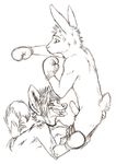  boxing boxing_gloves gay hyena lagomorph male pants_pull penis piercing rabbit speed_(artist) topless uhoh 