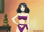  arm arms bare_shoulders blue_hair breasts choker cleavage female green_eyes hand_on_hip happy laugh laughing long_hair marone_bluecarno midriff navel painting picture room smile solo strapless table tales_of_(series) tales_of_eternia 