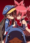  bat_wings brown_hair demon_girl disgaea disgaea_4 etna hat kazamatsuri_fuuka long_hair makai_senki_disgaea_4 prinny red_eyes red_hair sailor_fuku school_uniform serafuku thighhighs uniform wings zettai_ryouiki 