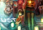  ass bad_id bad_pixiv_id black_hair blonde_hair boat brown_eyes fish hairband hat horns japanese_clothes lantern letter love_letter multiple_girls original short_hair shorts sitting standing ustream water watercraft work_in_progress yoshiku_(oden-usagi) 