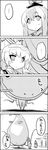  4koma bow comic fish fishing_rod fujiwara_no_mokou greyscale highres kamishirasawa_keine long_hair monochrome multiple_girls namazu tani_takeshi touhou translated water yukkuri_shiteitte_ne 