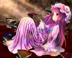  blush book breasts crescent dqn_(dqnww) hat long_hair medium_breasts patchouli_knowledge purple_eyes purple_hair solo touhou 
