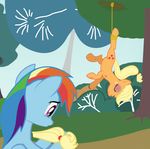  abuse applejack_(mlp) black_eye blonde_hair equine female friendship_is_magic hair horse lynch my_little_pony pink_eyes pony rainbow_dash_(mlp) rainbow_hair rope tail unconscious 