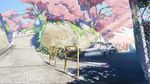  5_centimeters_per_second backpack bag bicycle bike boy car cherry_blossoms cityscape female girl lamppost moss motor_vehicle plant plants police_car randoseru road sakura_tree scenery shinkai_makoto tree trees vehicle 