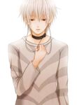  accelerator bad_id bad_pixiv_id choker looking_down male_focus red_eyes shirt solo striped striped_shirt to_aru_majutsu_no_index white_hair wolf025 