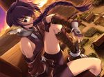  animal_ears braid breasts collar female game_cg karura leaf_(company) ponytail scenic_view shorts sunset utawarerumono wallpaper 