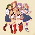  bad_id bad_pixiv_id blue_eyes boots brown_eyes brown_hair green_eyes green_hair hair_ornament hairband inazuma_eleven inazuma_eleven_(series) kino_aki kudou_fuyuka long_hair multiple_girls pink_hair purple_hair raimon_natsumi school_uniform short_hair smile socks tmhm twintails zaizen_touko 