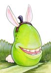  fruit grin lol_wut pear rabbit_ears solo surreal ursula_vernon 