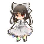  alternate_color ascot bow brown_hair concealed_the_conclusion detached_sleeves dnk empty_eyes hair_bow hair_ornament hakurei_reimu red_eyes shaded_face solo touhou white_sleeves 