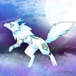 amber_eyes canine chain darkmirage markings moon outside tail white wolf 