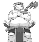  armor axe chubby fang fat feline grin imminent male misokemo muscles solo tiger topless warrior 