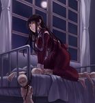  asphyxiation bad_id bad_pixiv_id bed black_hair curtains doll dress fatal_frame fatal_frame_4 full_moon haibara_ayako horror_(theme) koko_(oyasuminasai) long_hair moon solo strangling window yellow_eyes 