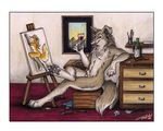  art blonde_hair breasts canine canvas female hair hindpaw male nude paintbrush painting relaxing sheath tail tani_da_real wine 
