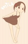  bad_id bad_pixiv_id barefoot brown_eyes brown_hair child dress flat_chest hair_ribbon ichigo_mashimaro idu_michito matsuoka_miu naughty_face ribbon short_hair short_twintails smirk solo twintails 