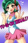  blush green_hair mizuki_kotori_(yugioh_zexal) mizuki_kotori_(yuu-gi-ou_zexal) school_uniform skirt smile yu-gi-oh! yugioh_zexal yuu-gi-ou_zexal 