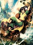  anklet avatar:_the_last_airbender avatar_(series) barefoot belt black_hair blind capri_pants chinese_clothes element_bending feet genzoman hairband jewelry pants rock soles solo toes toph_bei_fong 