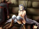  blood breasts harpy looking_at_viewer monster_girl prisoner silver_hair slave source_request topless yellow_eyes 