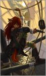  cat feline female gun ninanai ocean pirate pistol red_hair rigging solo weapon 