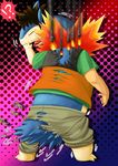  clothing ears edmol fire male nintendo pants pok&#233;mon pok&eacute;mon shirt solo tail transformation typhlosion video_games 