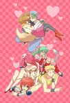  3boys 3girls animal_ears bandana bandanna barefoot blonde_hair blue_eyes blue_hair brown_hair character_request detached_sleeves feet female fox_ears fox_tail green_eyes green_hair hair_over_one_eye hat head_fins headfins high_heels horn juri juri_(yuu_yuu_hakusho) koto_(yu_yu_hakusho) koto_(yuu_yuu_hakusho) kudou_akira lizard_tail lying male miniskirt multiple_boys multiple_girls niwatorisann nurse_cap one_eye_closed orange_hair pants pantyhose red_eyes red_hair ruka_(yu_yu_hakusho) ruka_(yuu_yuu_hakusho) shoes sitting skirt tail wink wristband yu_yu_hakusho yuu_yuu_hakusho 