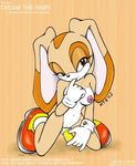  2002 breasts brown_eyes cream_the_rabbit dildo female gloves kneeling lagomorph long_ears masturbation pussy_juice rabbit sega sex_toy solo sonic_(series) vkyrie 