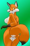  andorozon breasts butt canine female fox ken_singshow looking_at_viewer looking_over_shoulder side_boob solo tsuneko 
