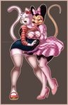  2011 big_breasts black black_eyes blush bow bra breasts cat crossover dildo dress feline female hello_kitty lavenderpandy lesbian looking_at_viewer minnie_mouse one_eye_closed open_mouth rat rodent sex_toy skirt standing stockings tail underwear vibrator whiskers white wide_hips 