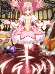  :o bell bow bubble_skirt cake chain choker dress food fork frills fruit full_body gloves hair_ribbon jewelry kaname_madoka kanika_maboko kneehighs magical_girl mahou_shoujo_madoka_magica mary_janes open_mouth pink_eyes pink_hair puffy_sleeves red_choker ribbon shoes short_hair short_twintails skirt solo strawberry surprised twintails white_legwear witch's_labyrinth 