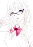  bad_id bad_pixiv_id copyright_request glasses lips long_hair qualia school_uniform simple_background sketch solo v 