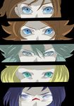  2girls 3boys atlus bel_(pokemon) bell_(pokemon) black_(pokemon) black_hair blonde_hair blue_eyes brown_hair cheren_(pokemon) glasses green_eyes long_hair multiple_boys multiple_girls n_(pokemon) parody persona persona_eyes pokemon pokemon_(game) pokemon_black_and_white pokemon_bw ponytail purple_eyes short_hair touko_(pokemon) touya_(pokemon) white_(pokemon) 