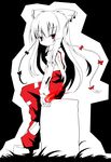  bad_id bad_pixiv_id fire flame fujiwara_no_mokou highres hinata_ichi long_hair monochrome red_eyes solo spot_color touhou very_long_hair 