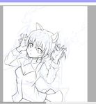  animal_ears cat_ears face lineart mirai_denki monochrome sanya_v_litvyak sketch solo strike_witches work_in_progress world_witches_series 