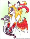  blonde_hair breasts canine female hair holly_massey long_hair open_mouth possum red_eyes seux tail teeth tongue virginia_opossum wings 