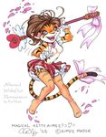  &hearts; 2001 aimee aimee_major breasts card_captor_sakura clothing feline female fur_thief half-dressed polearm ribbons shopped skirt solo staff stockings tiger wand 